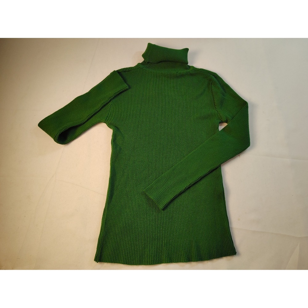 SHEIN Green Ribbed Knit Turtleneck Sweater Long Sleeve Retro Minimalist Basic XS